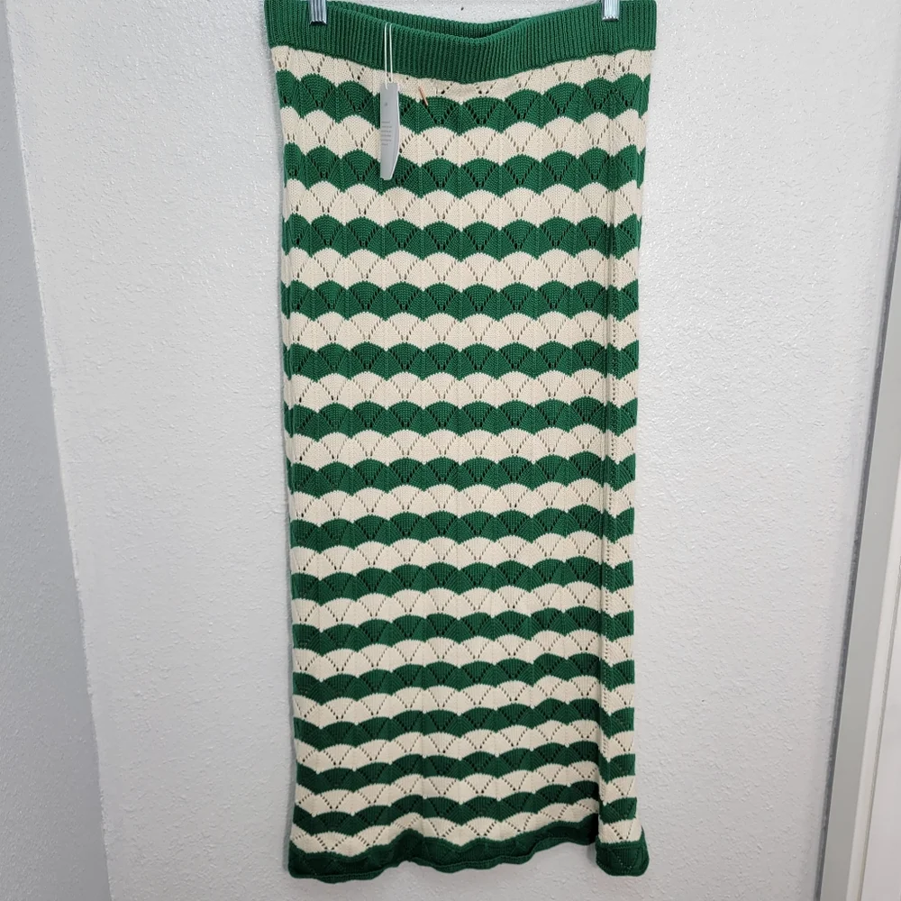 NEW MISA LOS ANGELES melina crochet midi skirt in emerald green - Picture 6 of 11